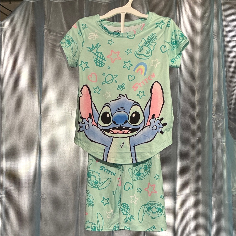 Disney Stitch Kids Pajama Set - Light Green, Blue, & Pink